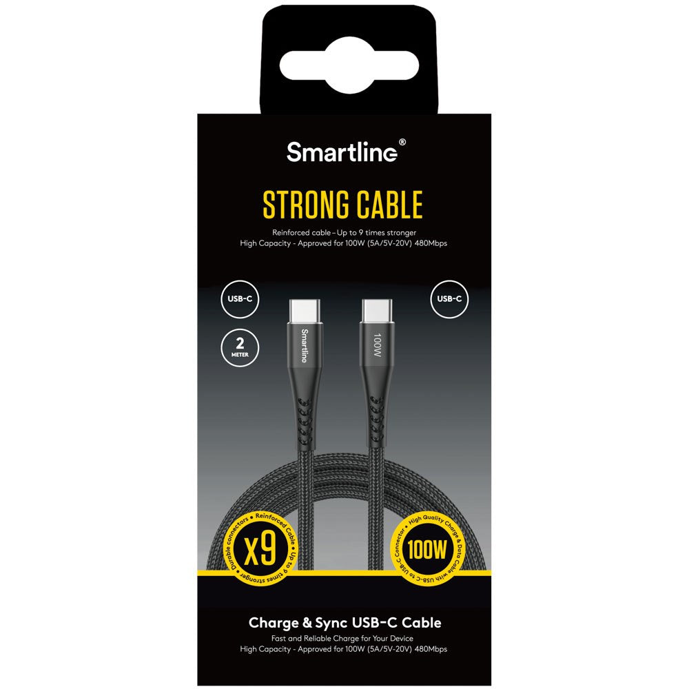 Smartline 100W USB-C to USB-C Cable 2 m. - Black