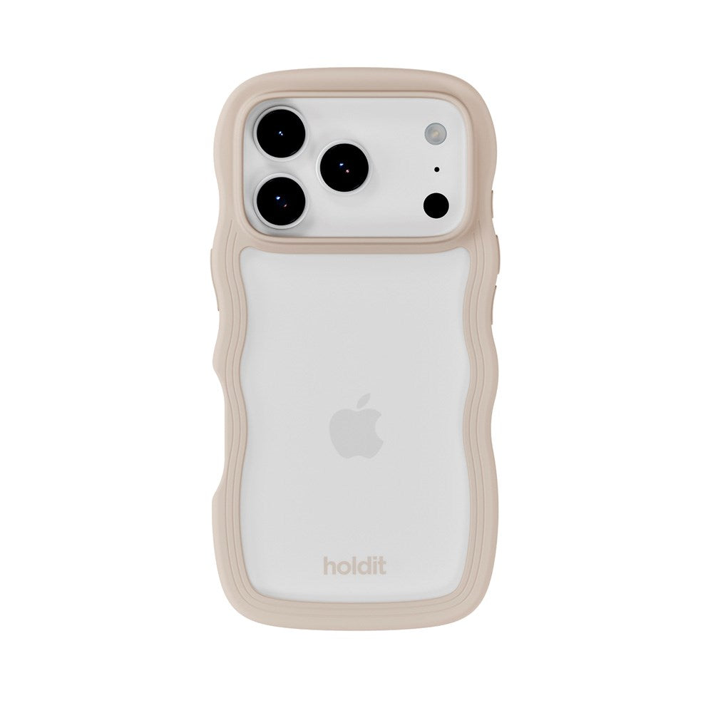 Holdit iPhone 17 Pro Wavy Case - Light Beige / Transparent