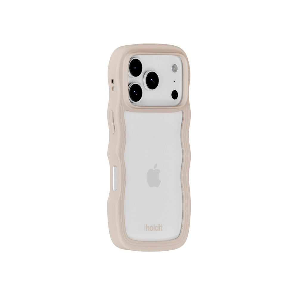 Holdit iPhone 17 Pro Wavy Case - Light Beige / Transparent