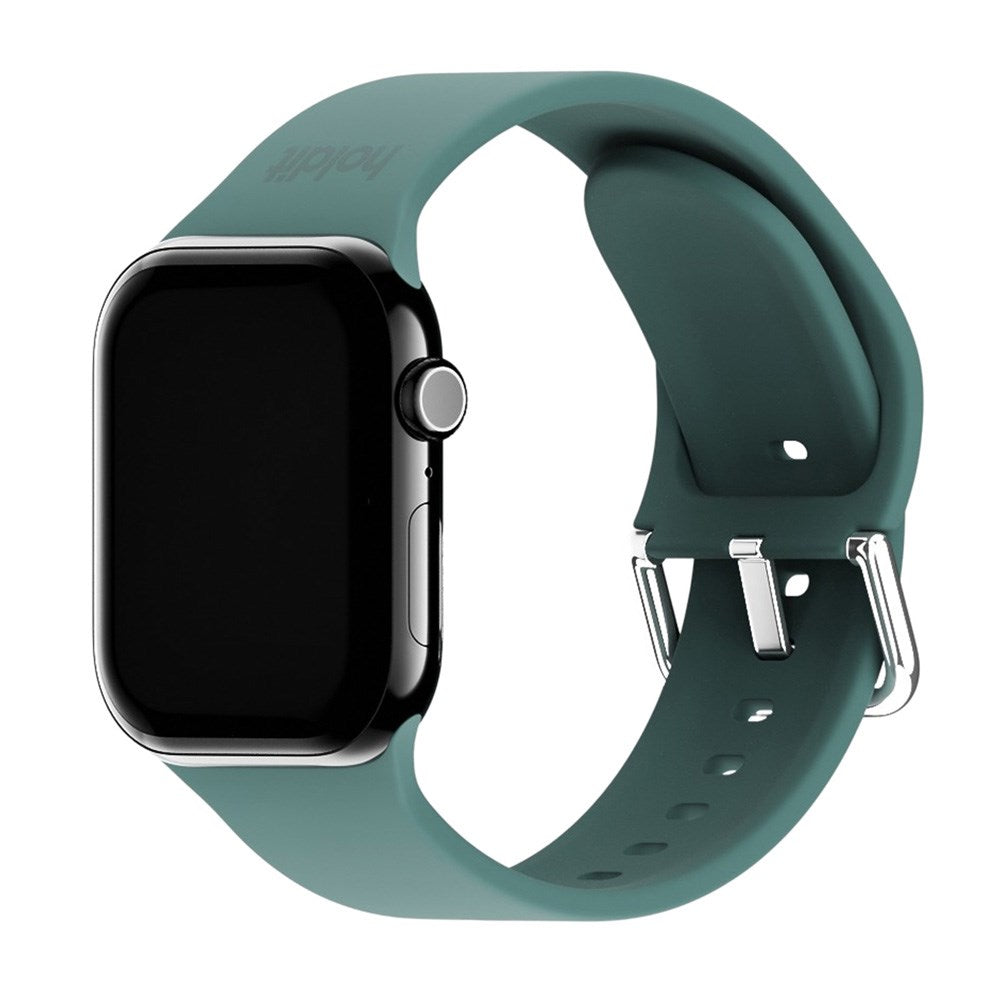 Apple Watch (38/40/SE/41/42mm) Holdit Silicone Watch Strap with Metal Buckle - Moss Green
