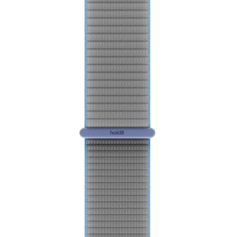 Apple Watch (42/44/SE/45/46/49mm) Holdit Nylon Watch Strap with Velcro Closure - Grey / Blue