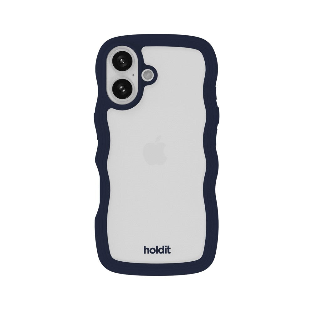Holdit iPhone 16 Wavy Case - Midnight Blue / Transparent