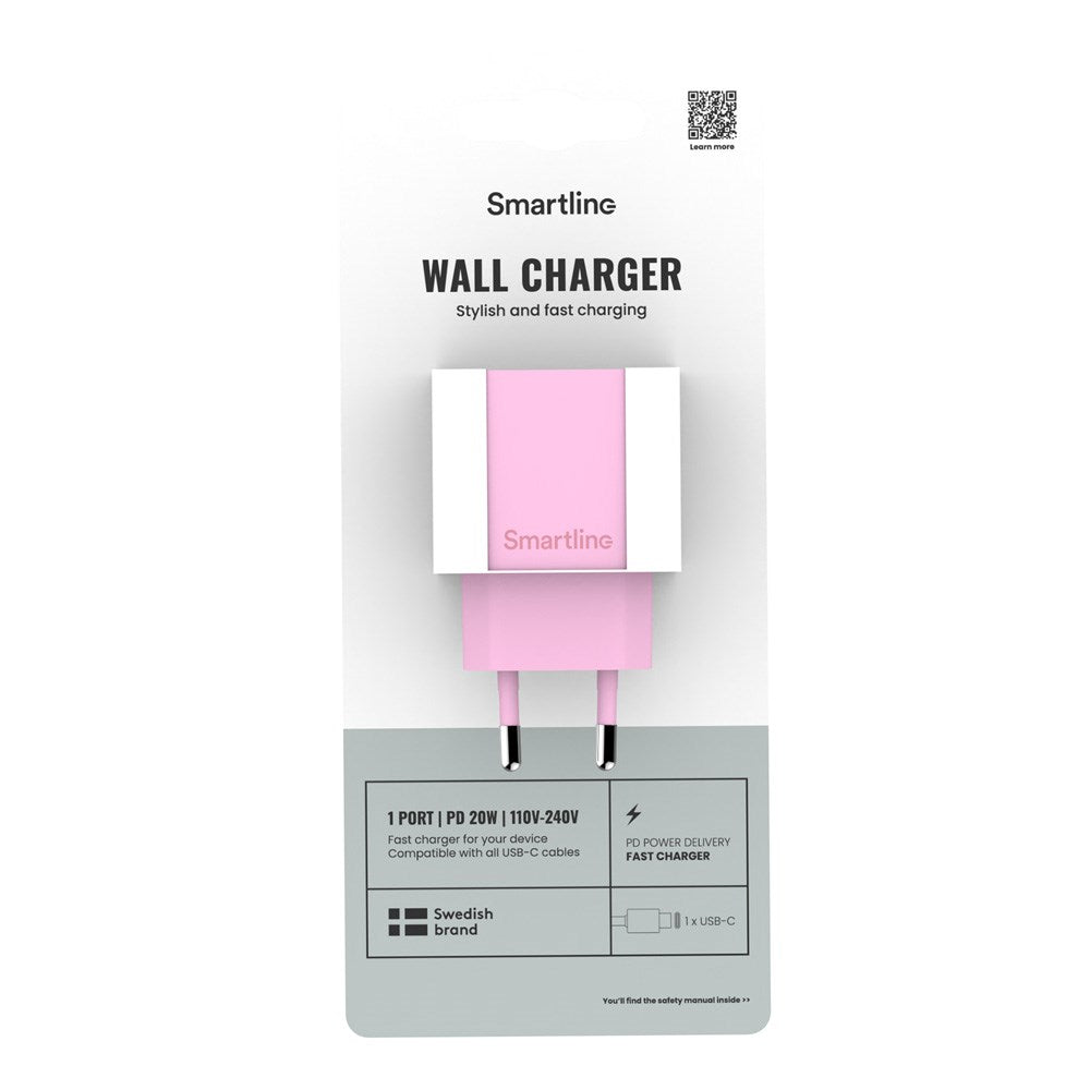 Smartline 20W Wall Charger with 1 x USB-C – Pink