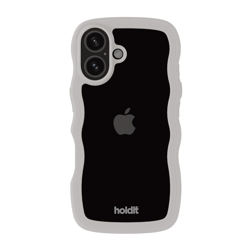 iPhone 16 Holdit Wavy Case - Wool Grey / Transparent