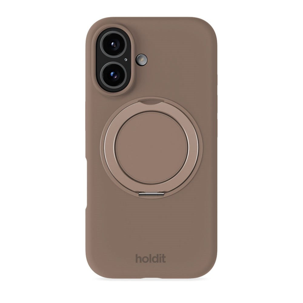 iPhone 16 Holdit Silicone Stand Case - Mocha Brown
