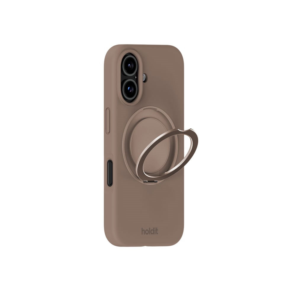 iPhone 16 Holdit Silicone Stand Case - Mocha Brown