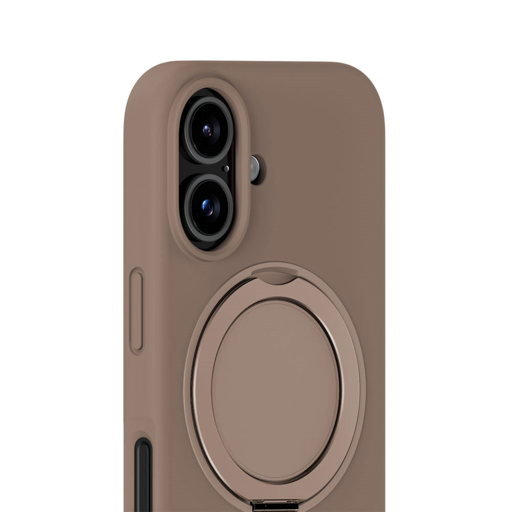 iPhone 16 Holdit Silicone Stand Case - Mocha Brown
