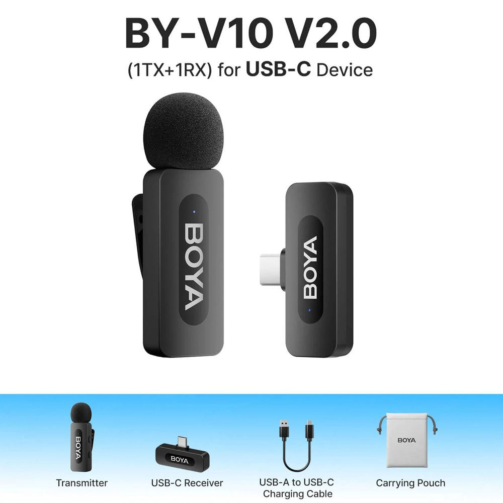 BOYA BY-V10 Wireless Microphone with USB-C - Black