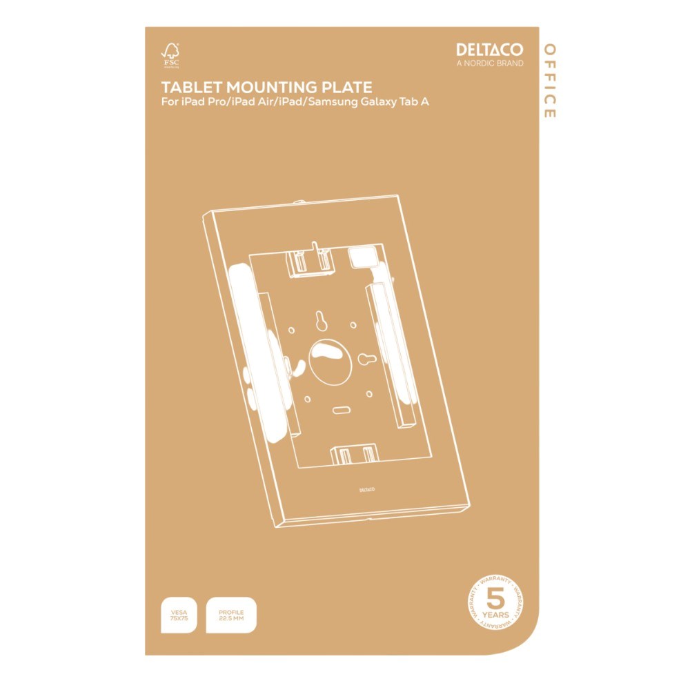 Deltaco ARM-502 Tablet Holder for Wall - Dimensions: Approx. 9.7” to 11” - White