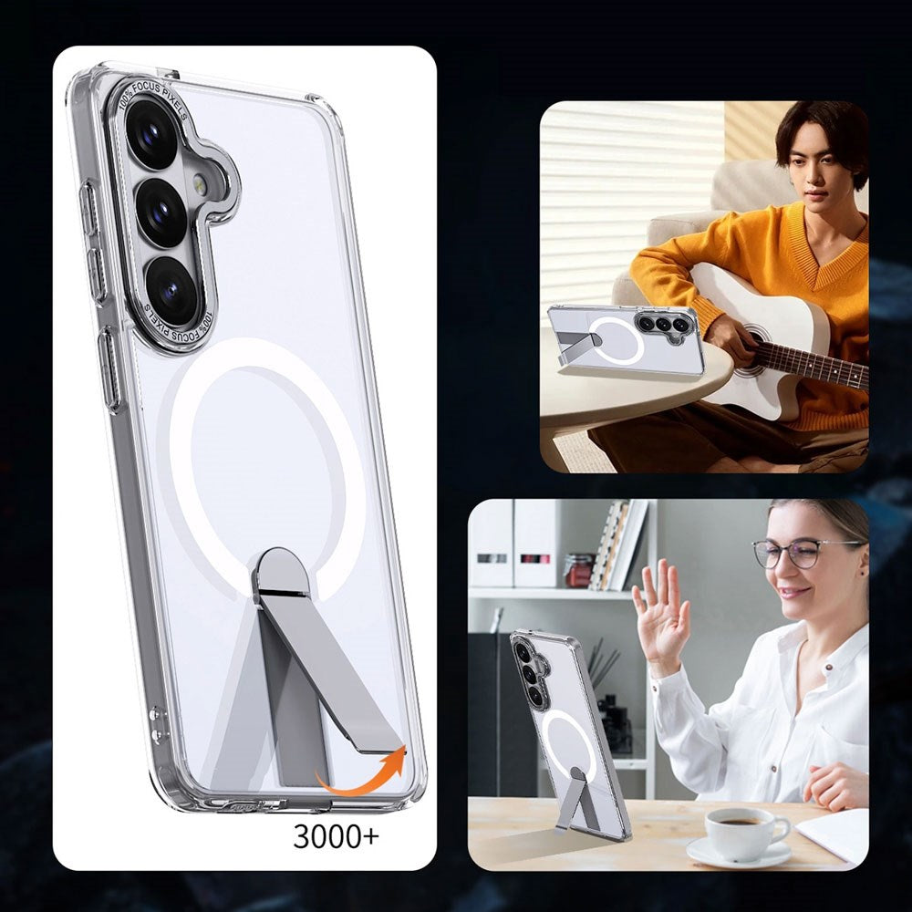 Samsung Galaxy S26 Hurtel Hybrid Armor X Case with Kickstand – MagSafe Compatible – Transparent