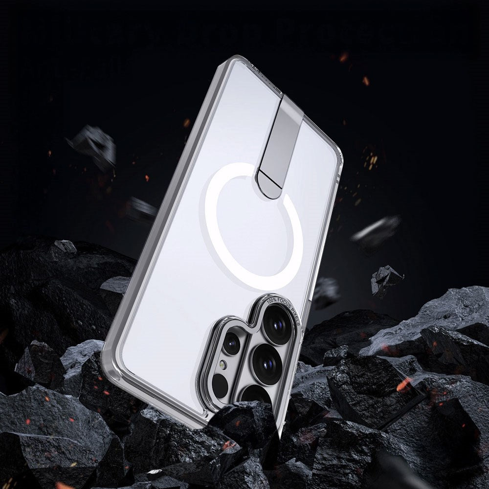 Samsung Galaxy S26 Ultra Hurtel Hybrid Armor X Case with Kickstand – MagSafe Compatible – Transparent