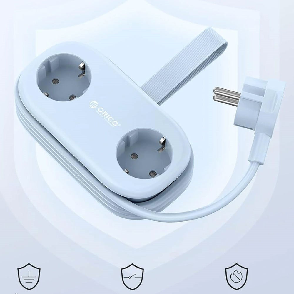 ORICO 20W 5-in-1 Power Strip with 2 x Schuko 2 x USB-A 1 x USB-C - Blue