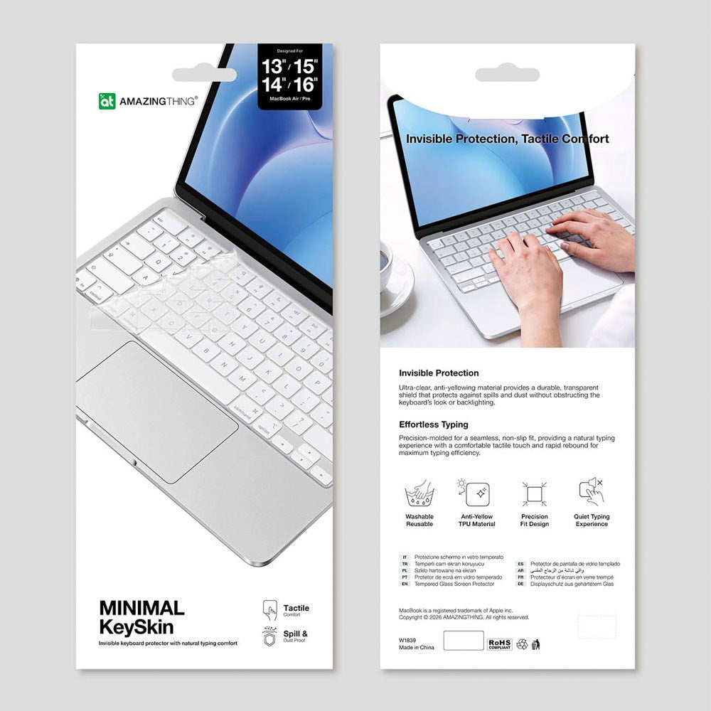 AmazingThing Keyboard Protector for MacBook Neo 13 A18 Pro (2026) - Transparent