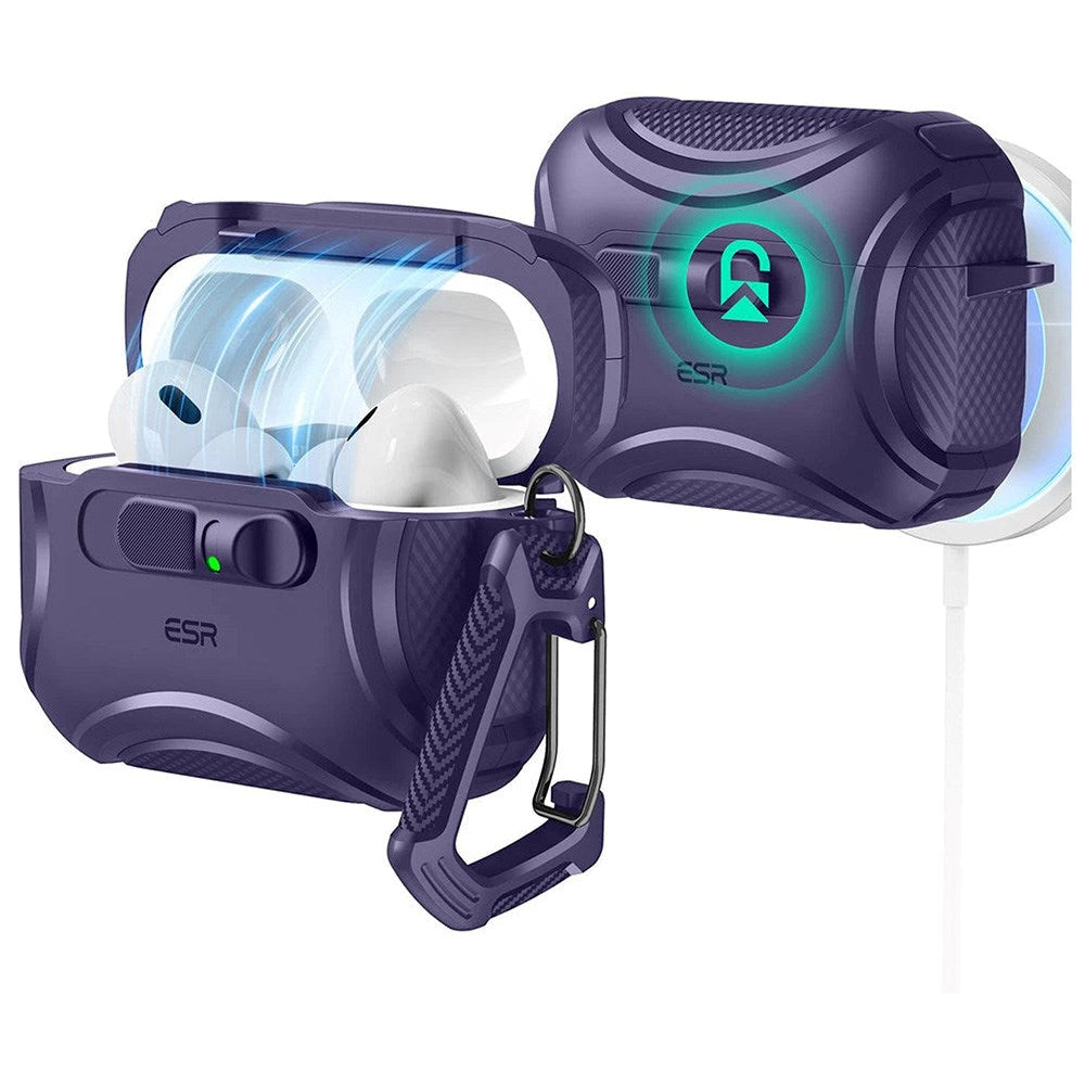 ESR AirPods Pro (3rd gen.) Cyber FlickLock Case with Carabiner - Purple
