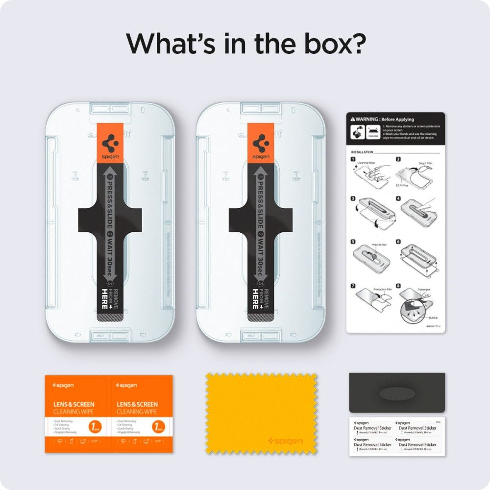 iPhone 16e / 14 / 13 / 13 Pro Spigen EZ Fit Glas.tR Screen Protection 2. Pcs - Case Friendly - Transparent