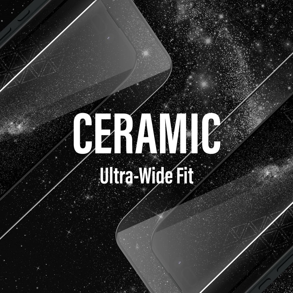 iPhone 15 Plus / 16 Plus PanzerGlass Ultra Wide Fit Ceramic Screen Protector w. EasyAligner - Black Edge