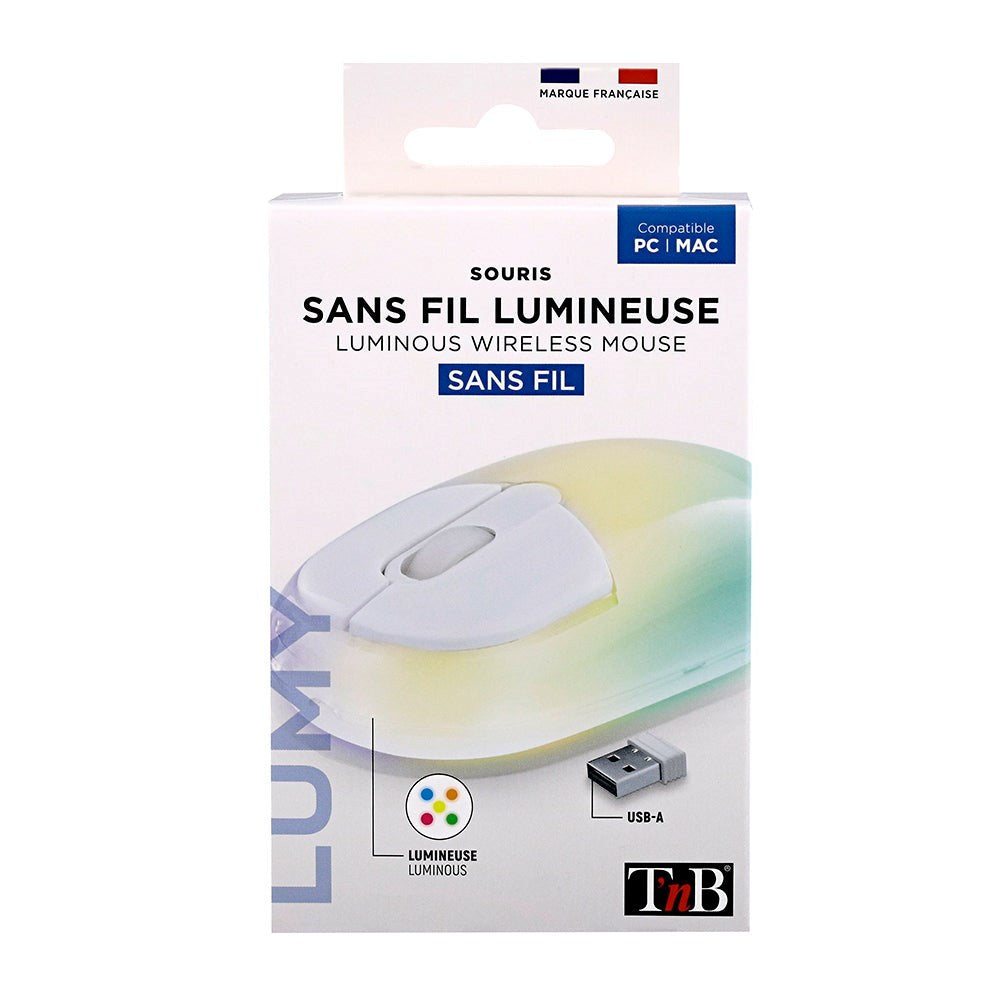T'NB Souris Sans File Wireless USB-A Mouse w. Light - Transparent / Multi