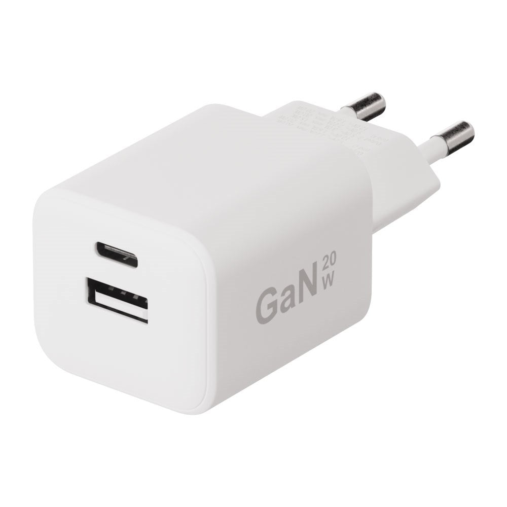 X2O 20W Wall Charger with 1x USB-A & 1x USB-C - White