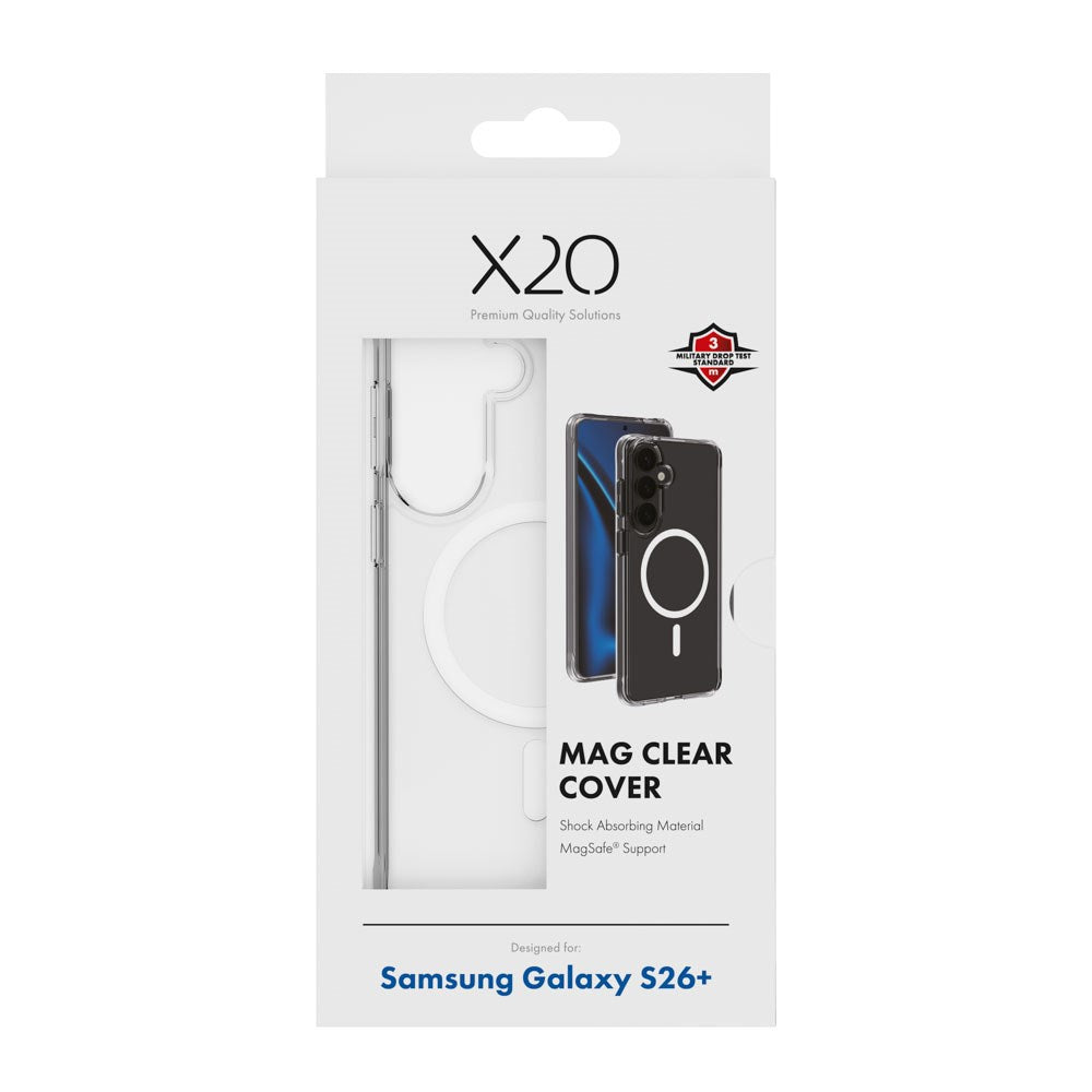Samsung Galaxy S26+ (Plus) X2O Mag Clear Case - MagSafe Compatible - Transparent