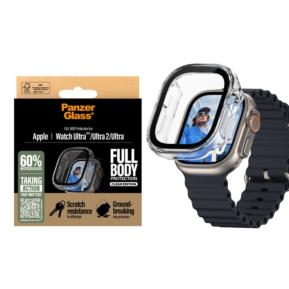 PanzerGlass Apple Watch Ultra 3/2/1 (49mm) Snappie Full Body Case with Built-in Screen Protector - Transparent
