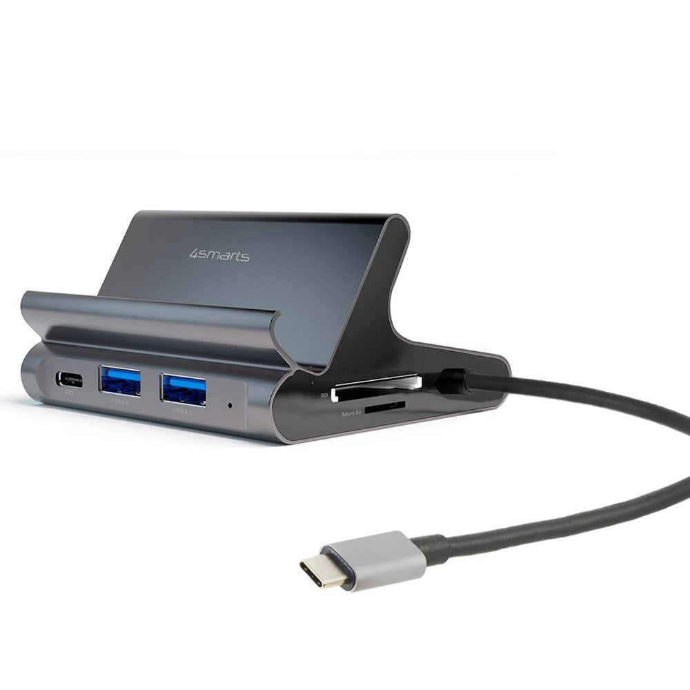 4smarts 7-in-1 USB-C Hub Universal Stand for Mobile & Tablet - Grey