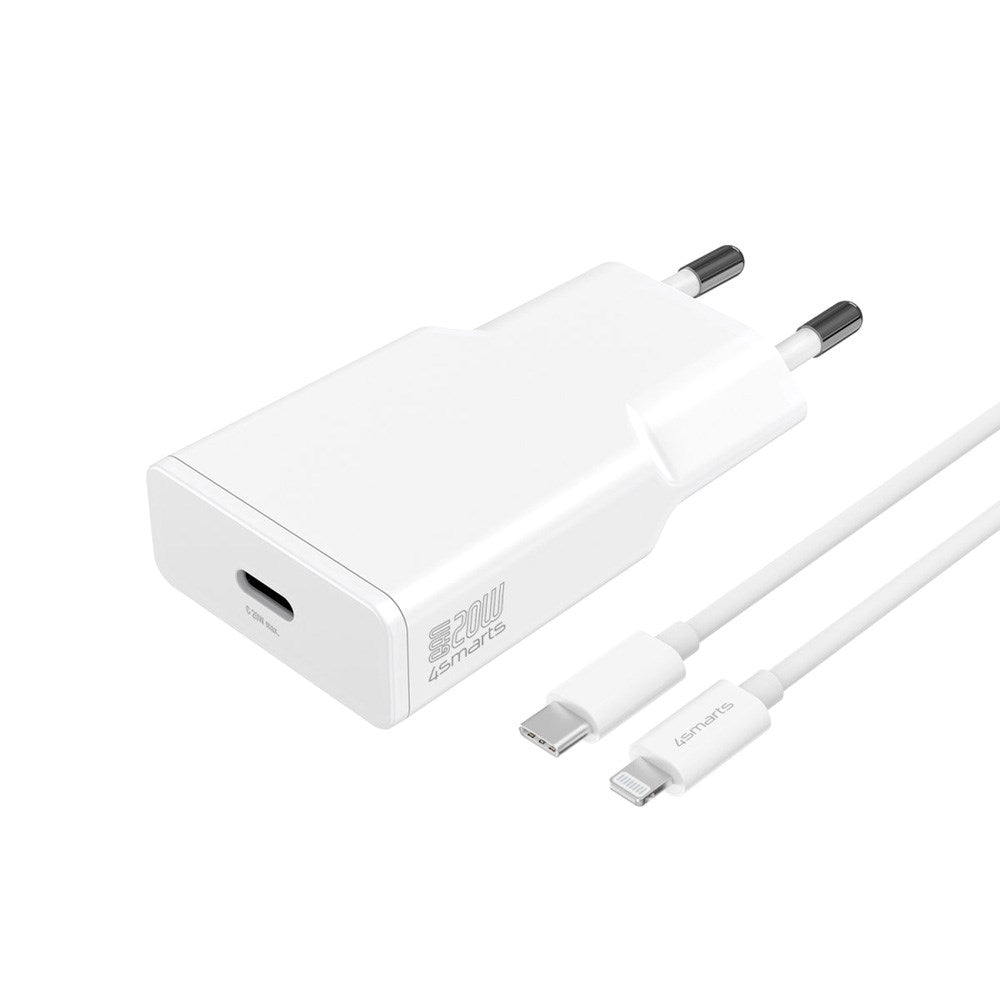 4smarts - Wall Charger USB-C to Lightning Cable - 20W / 1.5m - White