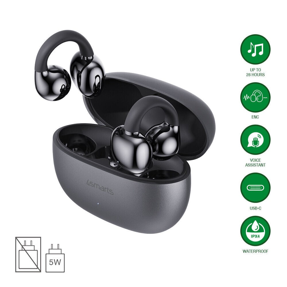 4smarts True Wireless SkyBuds Clip Headphones - Open-Ear - Grey