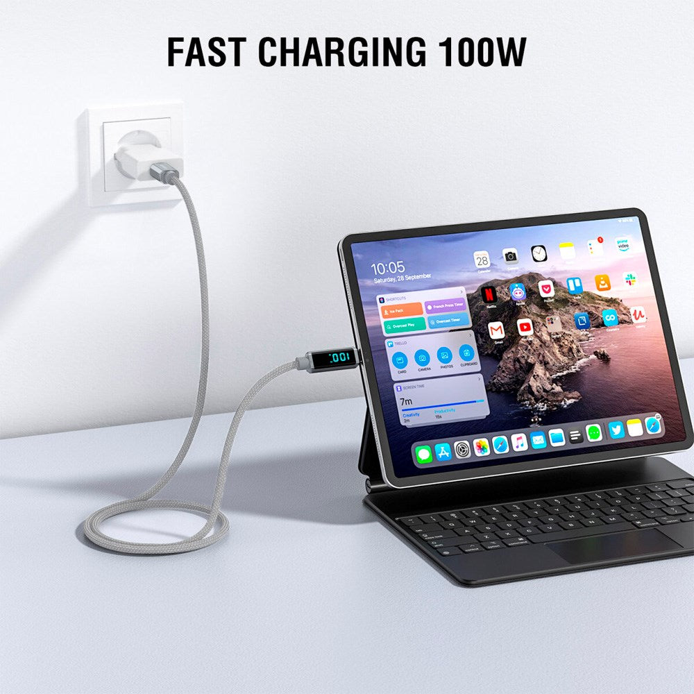 4smarts DigitCord USB-C Cable 100W - 1.5m - Grey