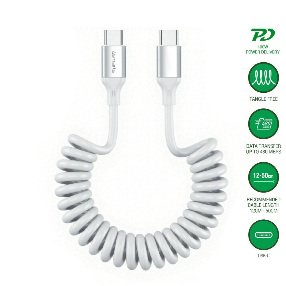 4smarts 100W USB-C to USB-C Cable - 50cm - White