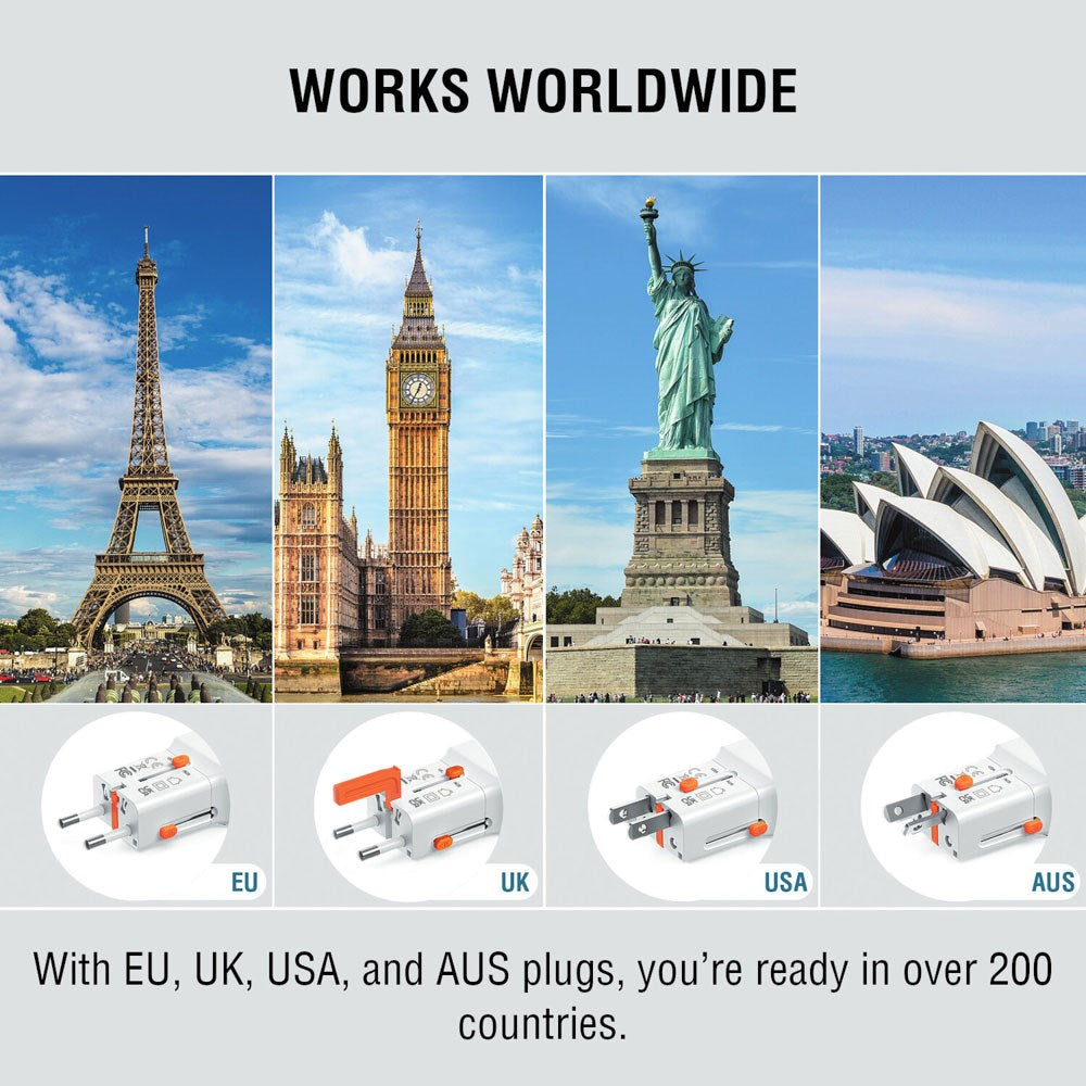 4smarts 25W Travel Adapter for EU/UK/US/AUS with 1 x USB-C 1 x USB-A - White