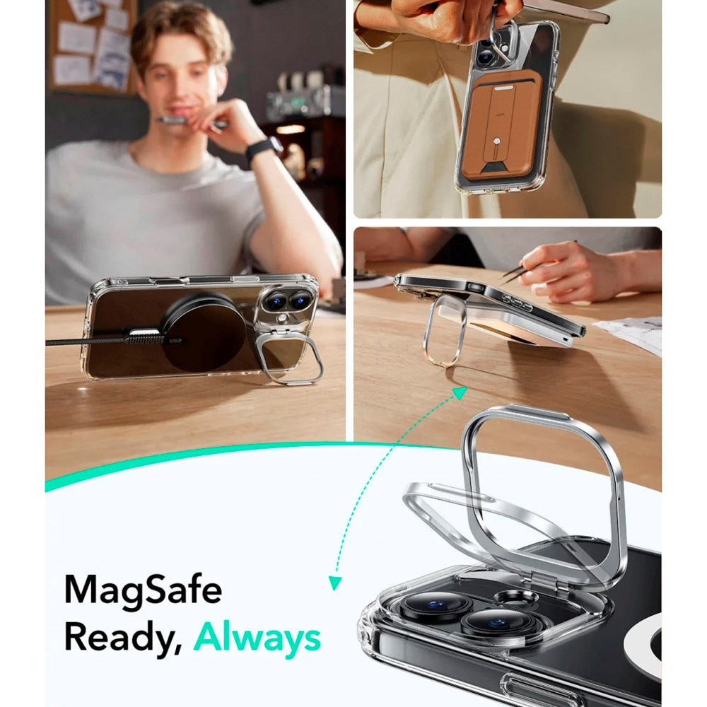 ESR iPhone 16 Classic Hybrid Case with Kickstand - MagSafe Compatible - Transparent