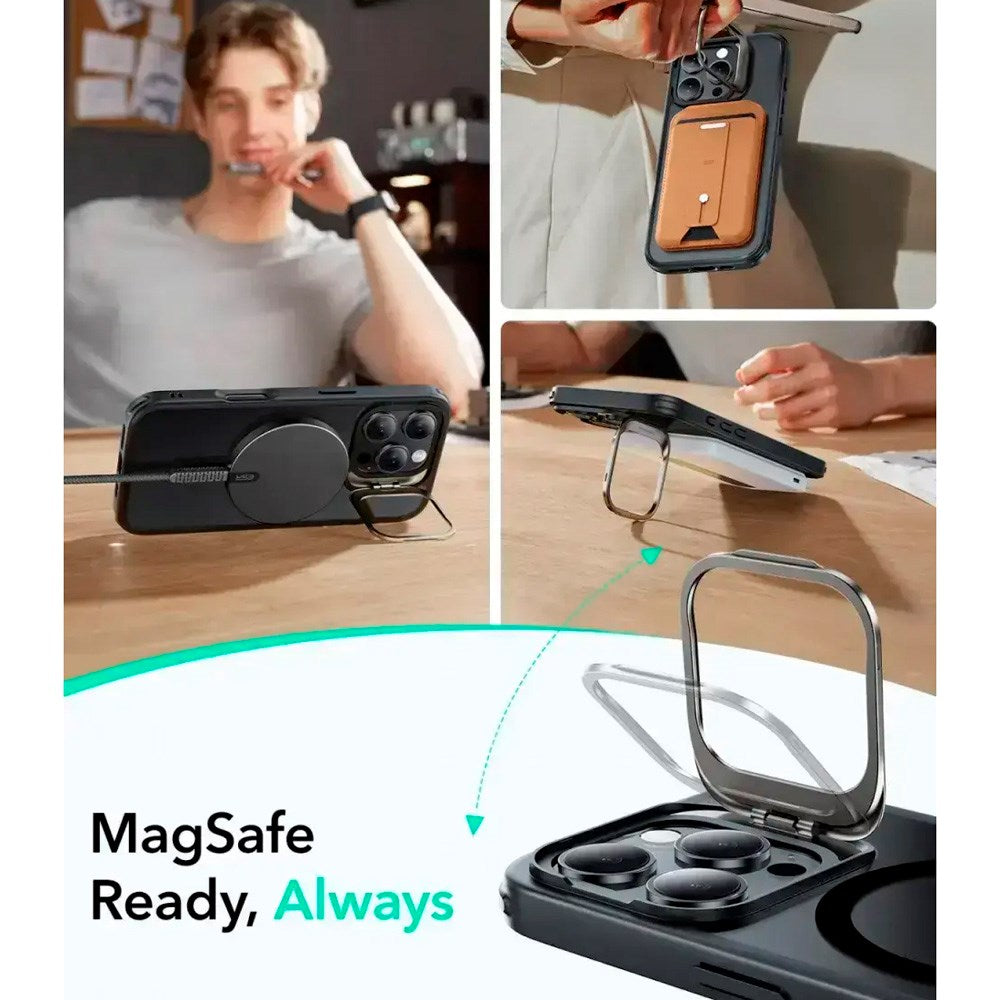 ESR iPhone 16 Pro Max Classic Hybrid Case with Kickstand - MagSafe Compatible - Matte Black