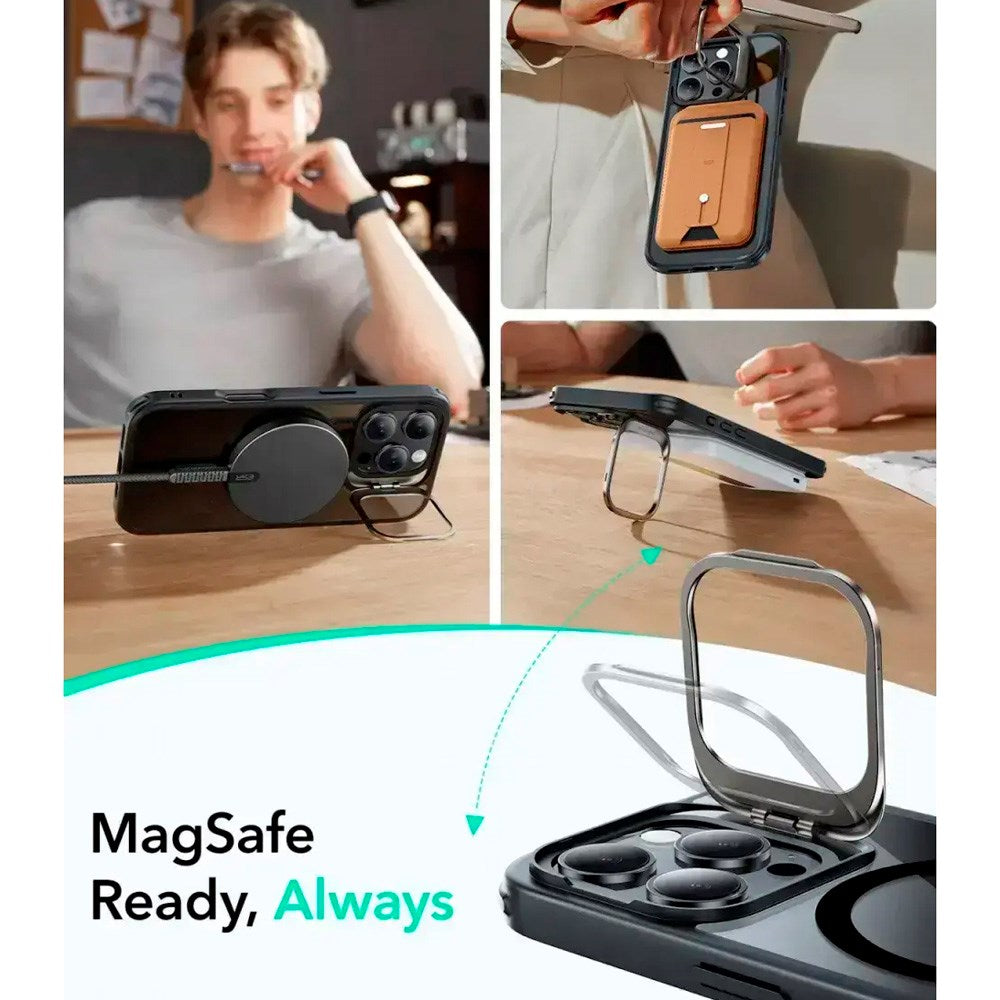 ESR iPhone 16 Pro Max Classic Hybrid Case with Kickstand - MagSafe Compatible - Transparent / Black