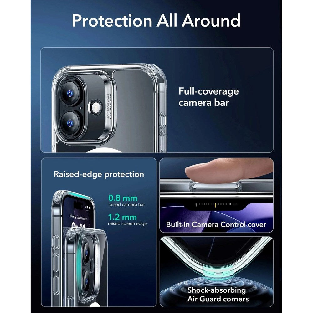 ESR iPhone 17 Classic Hybrid Case with Camera Control Button - MagSafe Compatible - Transparent