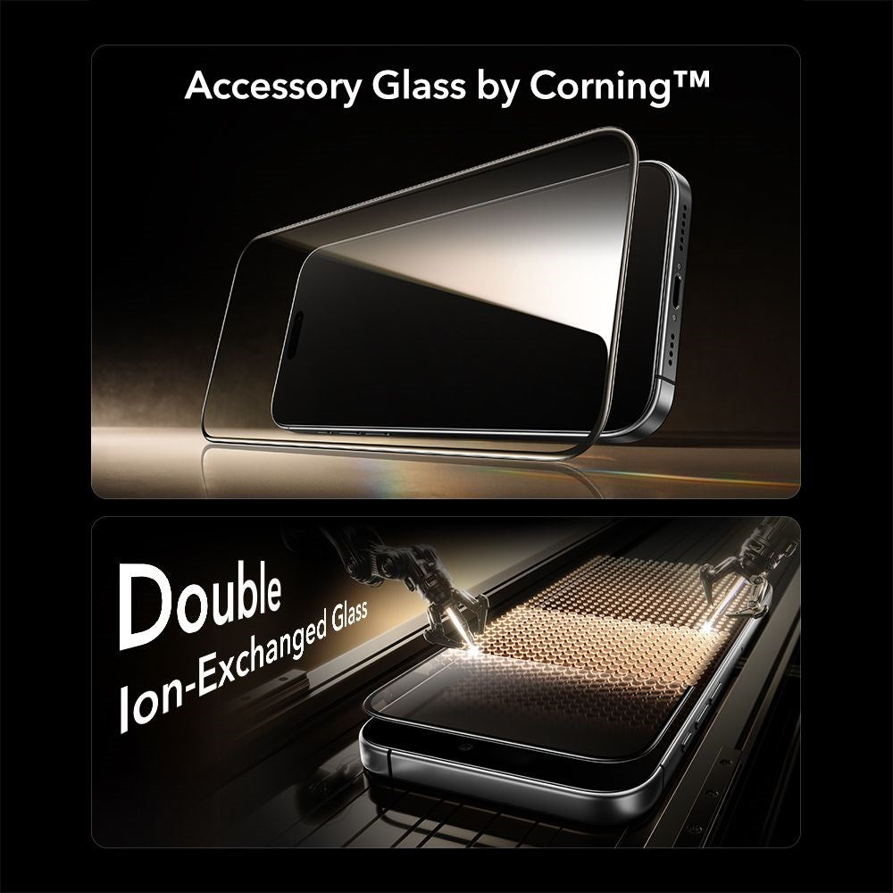 iPhone 17 / 16 Pro ESR UltraFit Armorite Pro Tempered Screen Protector Glass - Transparent / Black Edge