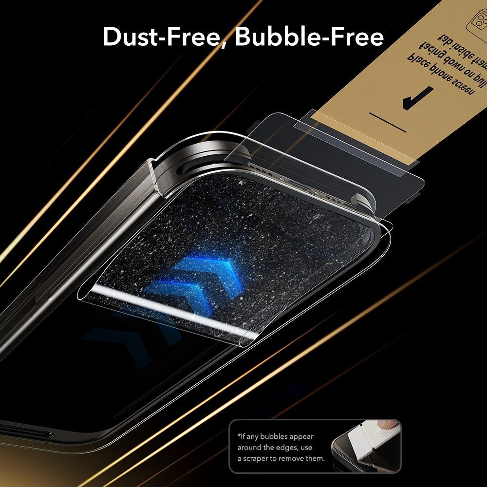 iPhone 17 / 16 Pro ESR UltraFit Armorite Pro Tempered Screen Protector Glass - Transparent / Black Edge
