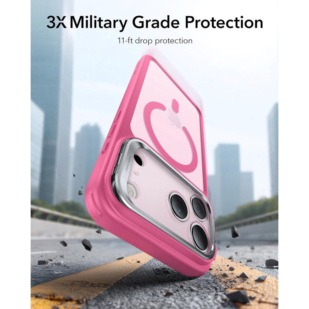 ESR iPhone 17 Pro Classic Hybrid Stash Case with Kickstand - MagSafe Compatible - Matte Pink