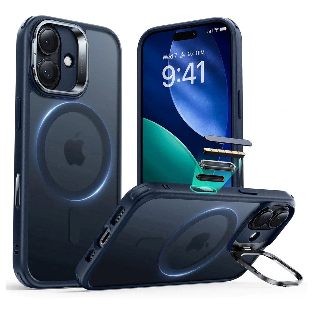 ESR iPhone 17 Classic Hybrid Stash Case with Kickstand - MagSafe Compatible - Mat Blue