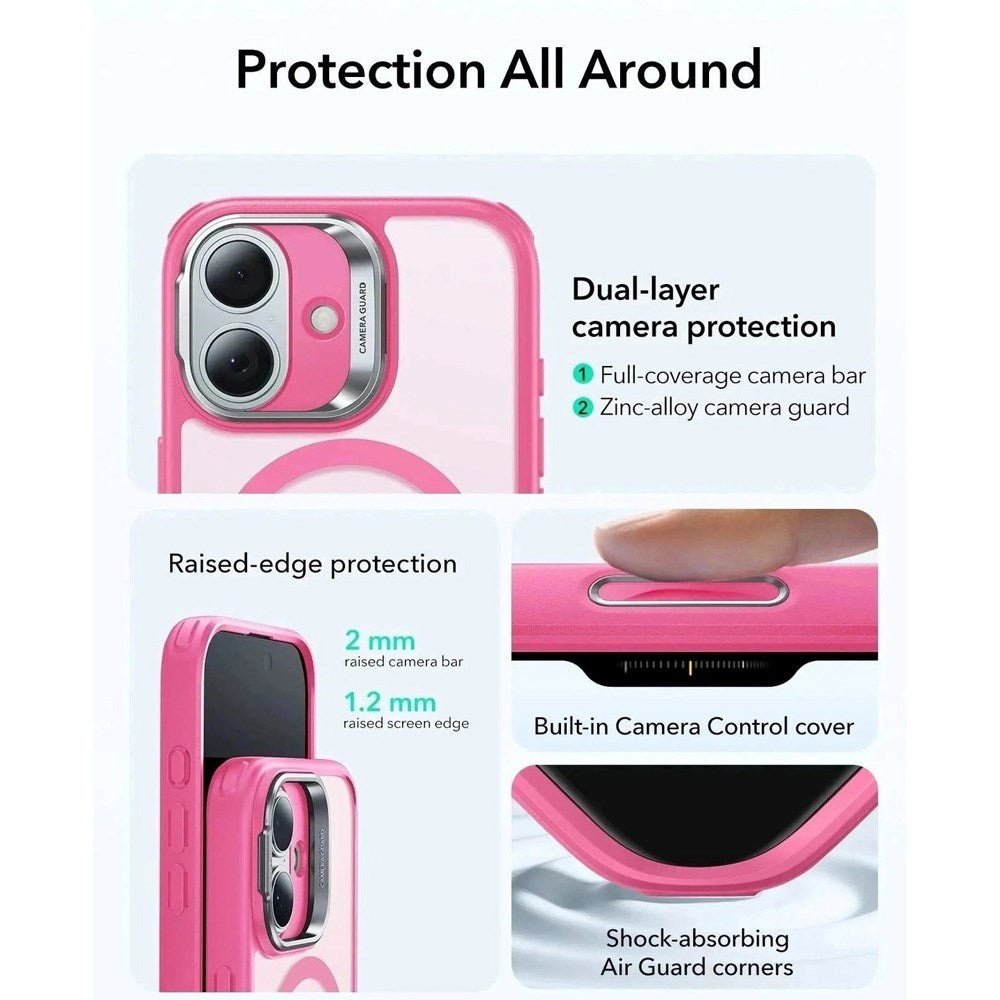 ESR iPhone 17 Classic Hybrid Stash Case with Kickstand - MagSafe Compatible - Mat Pink