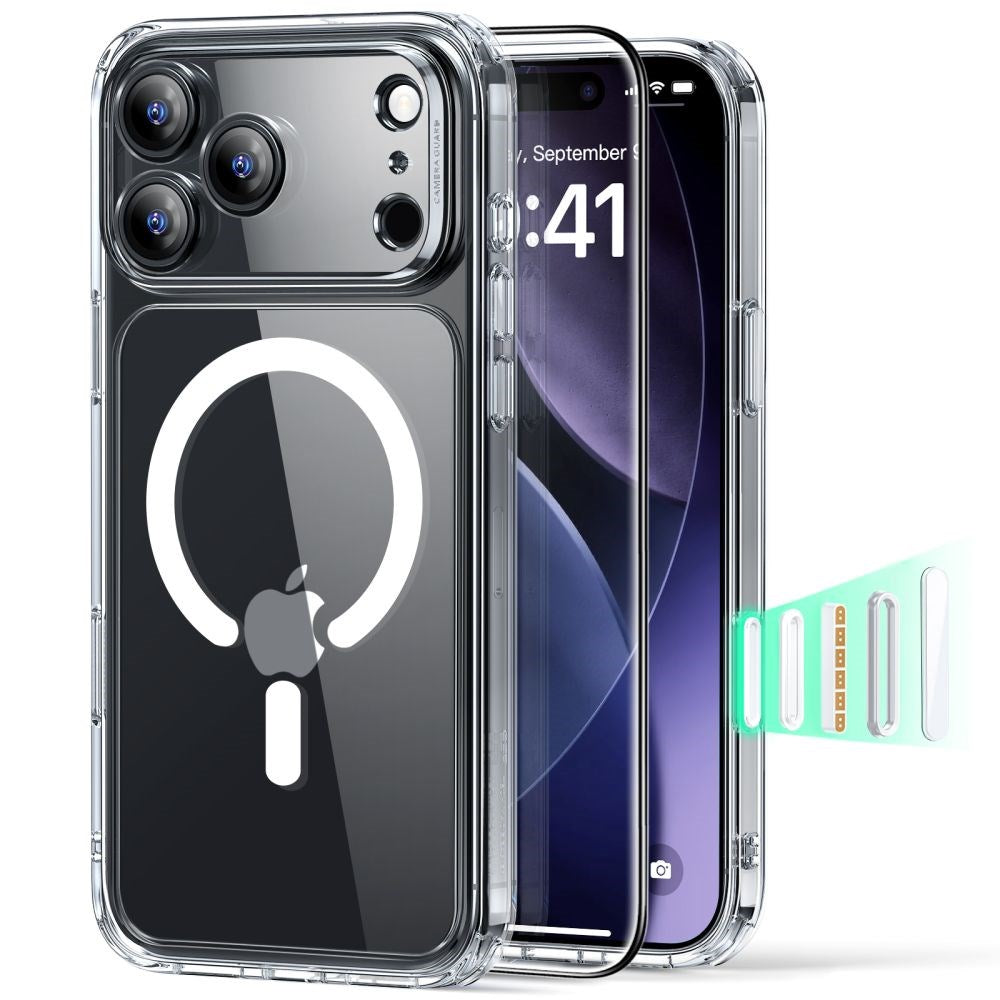 iPhone 17 Pro Max ESR Classic Hybrid Set with Back Case & Tempered Glass Screen Protector - MagSafe Compatible - Transparent