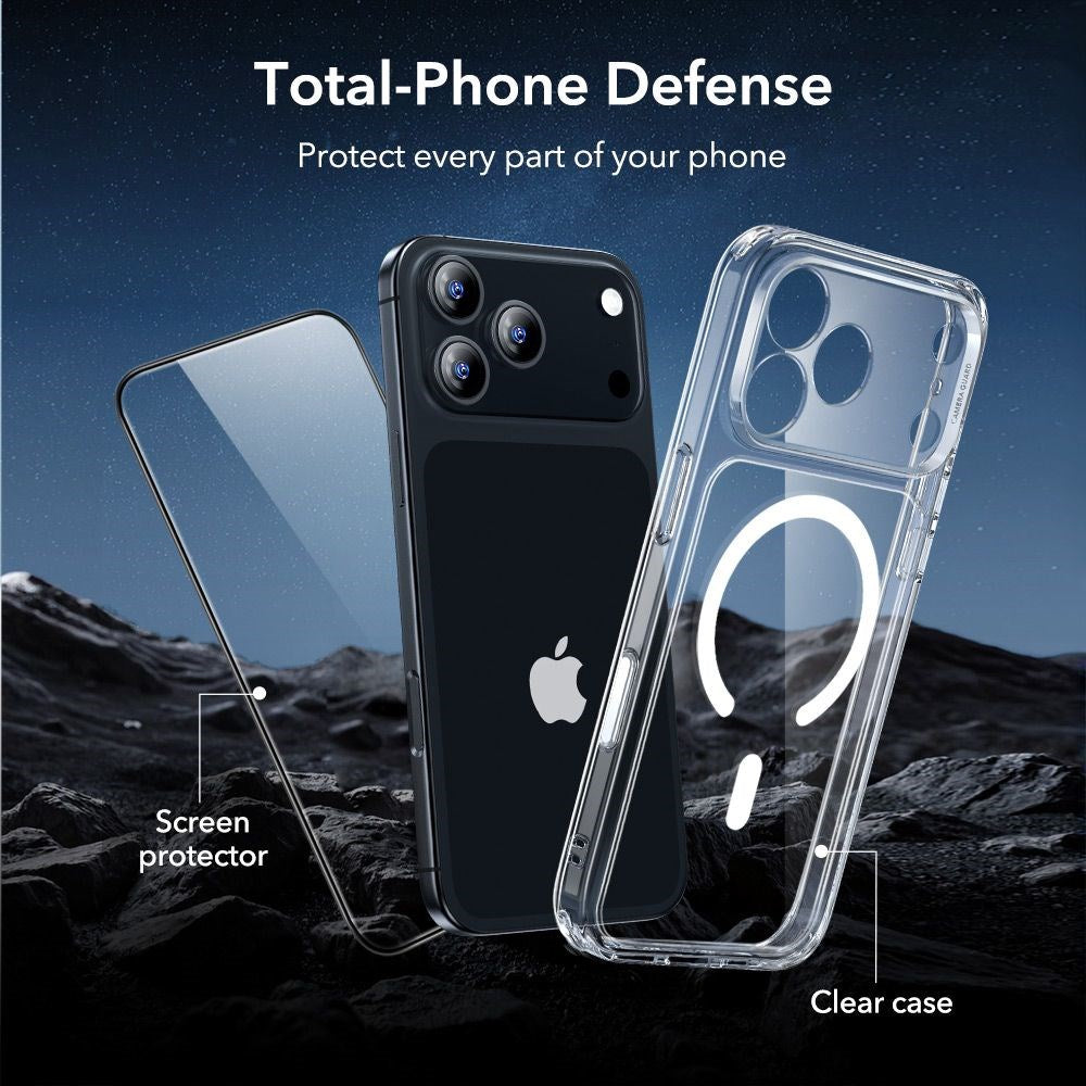 iPhone 17 Pro ESR Classic Hybrid Set with Back Case & Tempered Glass Screen Protector - MagSafe Compatible - Transparent