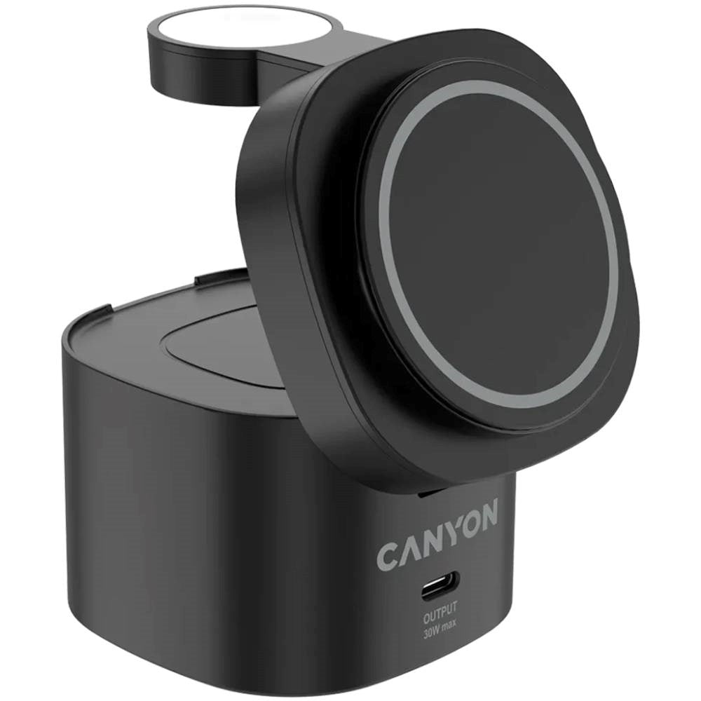 Canyon WCS-205 15W Qi2 2-in-1 Wireless Charger - MagSafe Compatible - Black