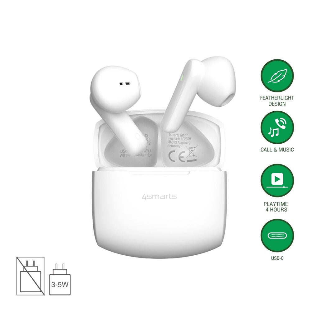 4smarts True Wireless SkyBuds Air Headphones - In-Ear - White