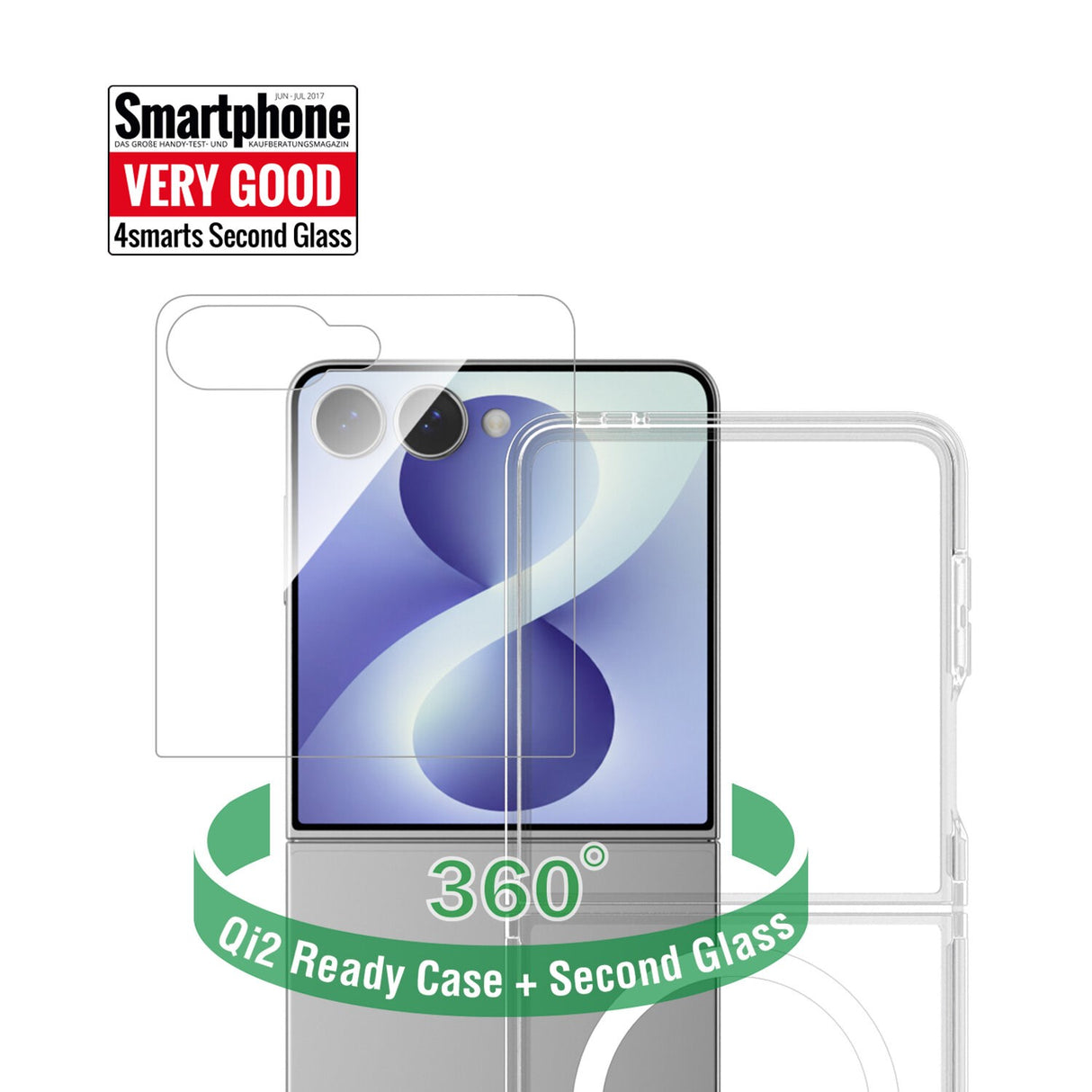 Samsung Galaxy Z Flip8 4Smarts 360° Protection Set with Case & Screen Protection Glass - Transparent