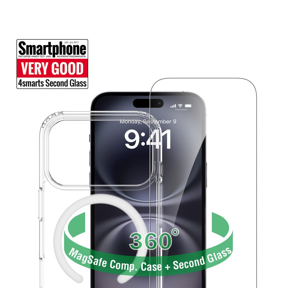 iPhone 18 Pro / 17 Pro 4Smarts 360° Protection Set with Case & Screen Protection Glass - MagSafe Compatible - Transparent