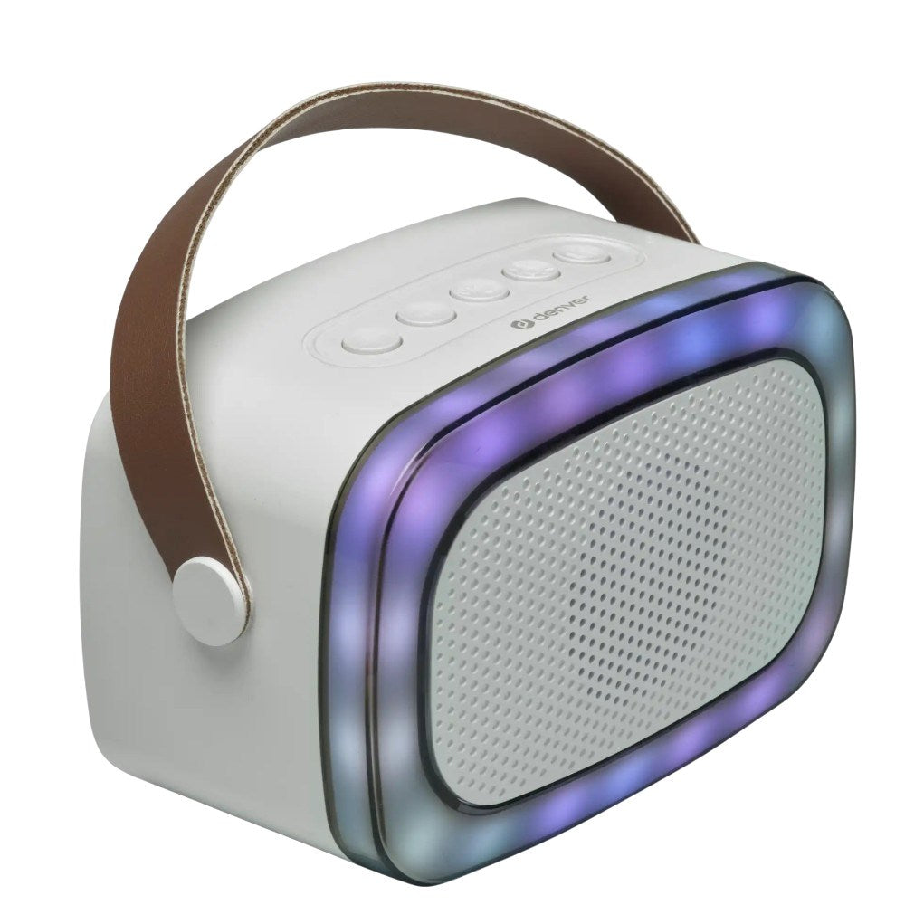 Denver BTM-610 Karaoke Set with Bluetooth Speaker & Microphone - White
