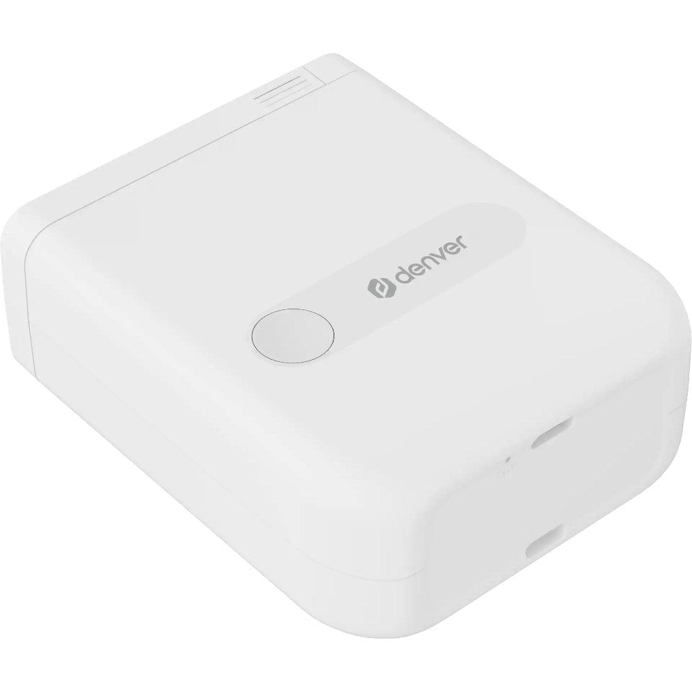 Denver MBP-16 Mini Bluetooth Thermal Printer with 4x Thermal Sticker Paper - White