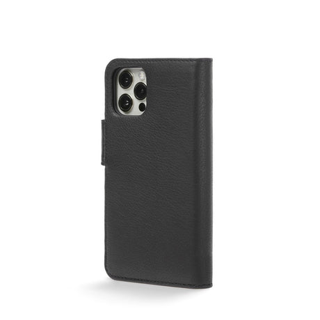 Trunk iPhone 12 Mini Genuine Leather Flip Case with Removable Back Case - Black