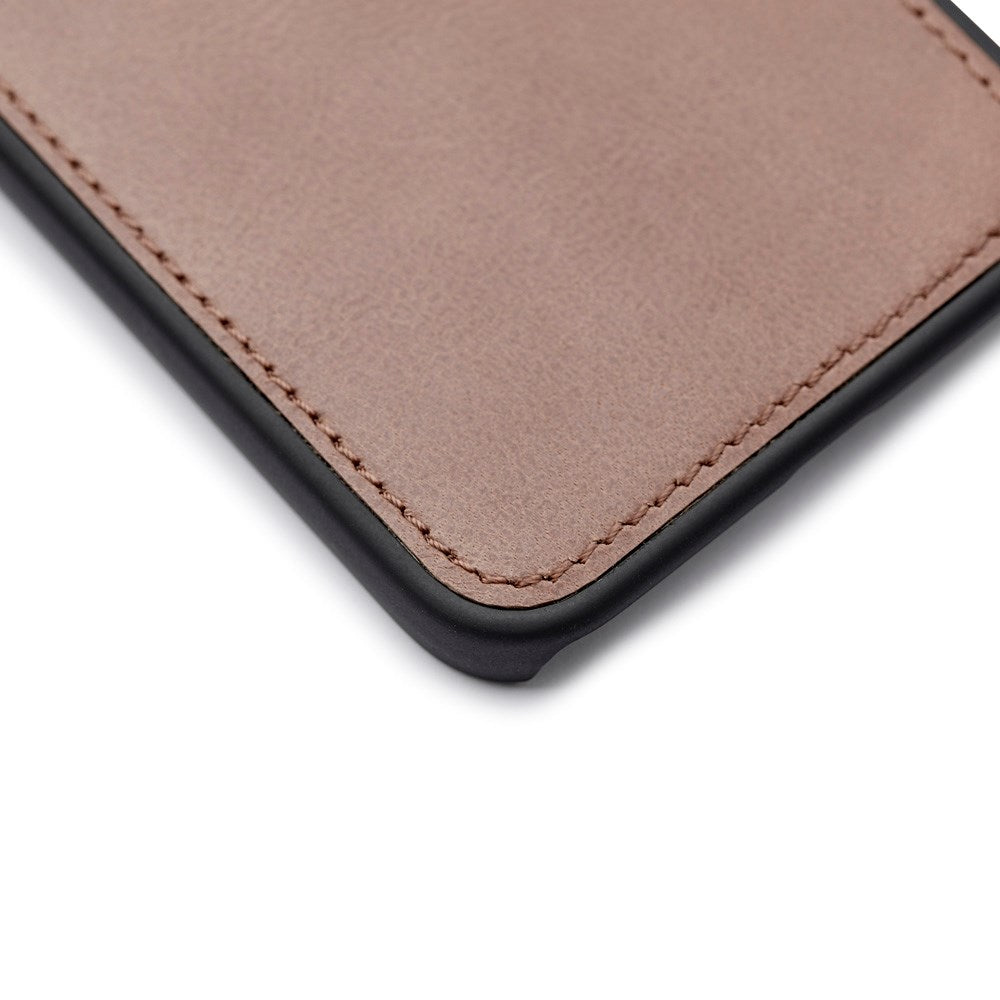 Trunk iPhone 12 Mini Genuine Leather Flip Case with Removable Back Case - Brown