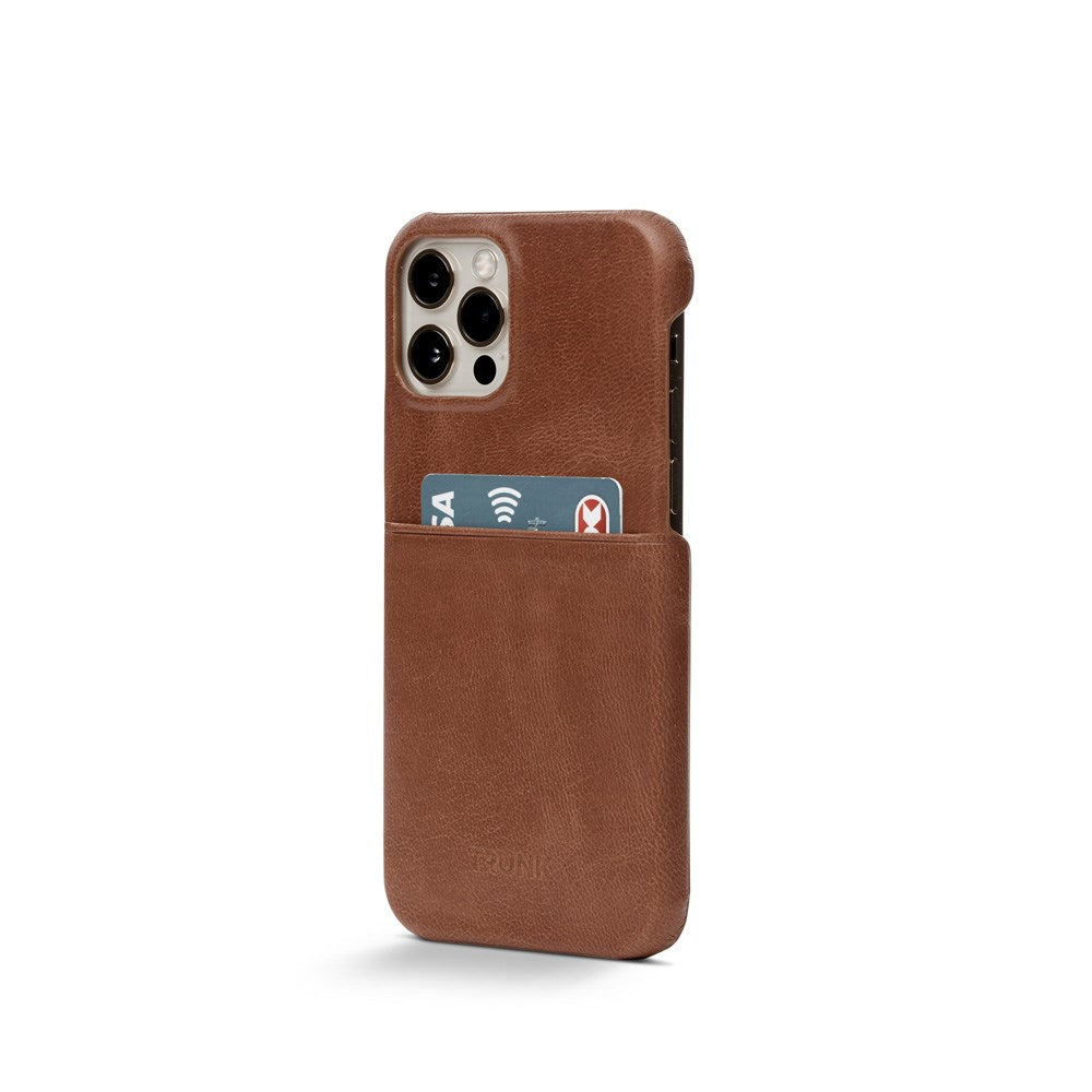 Trunk iPhone 13 Mini Genuine Leather Case with Card Pocket - Brown